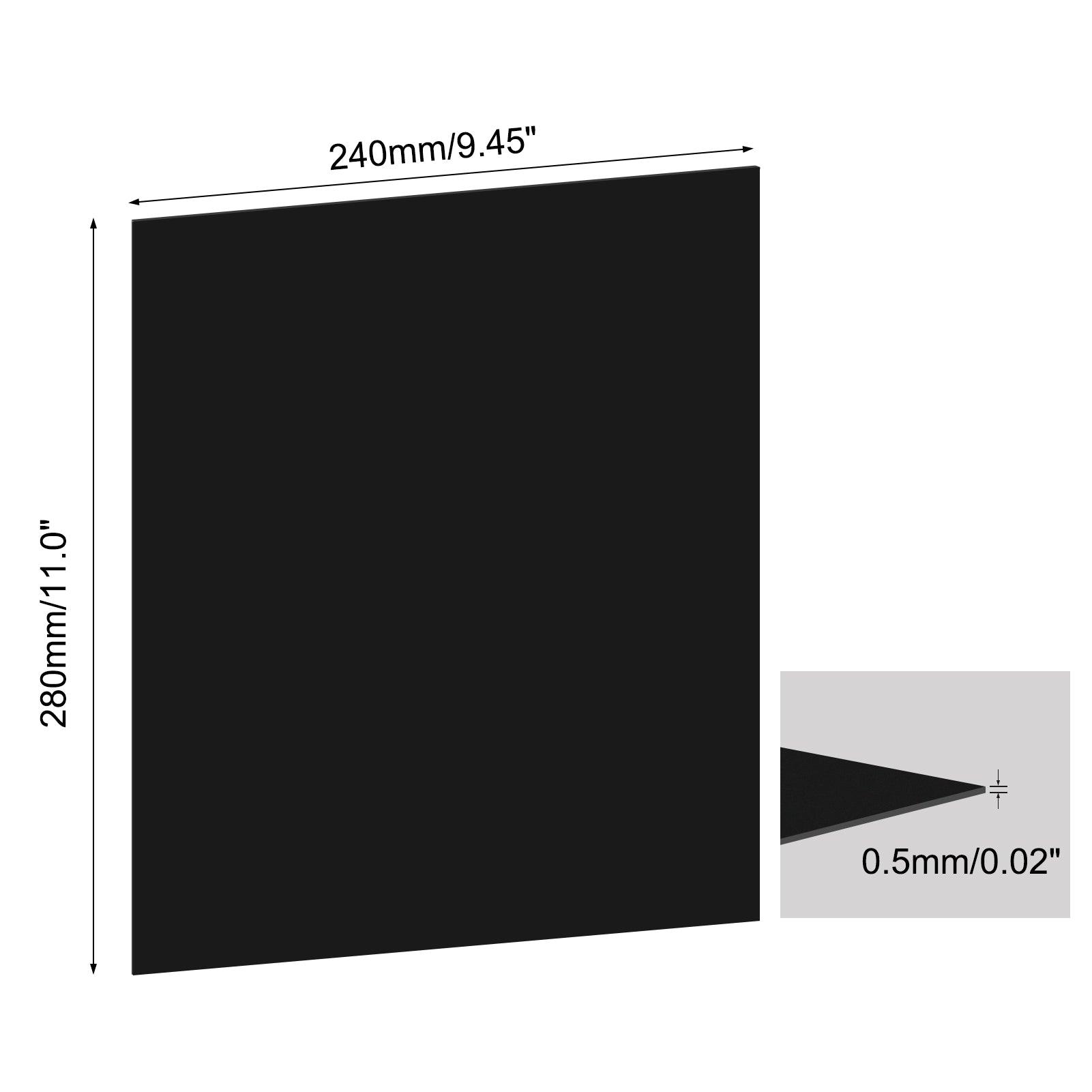 ABS24 24cm x 28cm Different Thick 0.5mm 1mm 1.5mm ABS Plastic Black Sheets