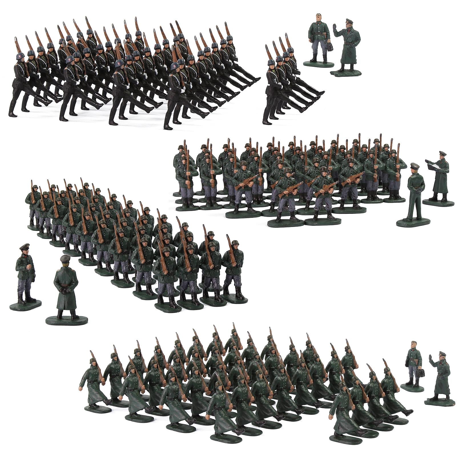 BR87 20pcs HO Scale 1:87 Model 18 Soldiers and 2 Officers Military Figures Army Men Infantry