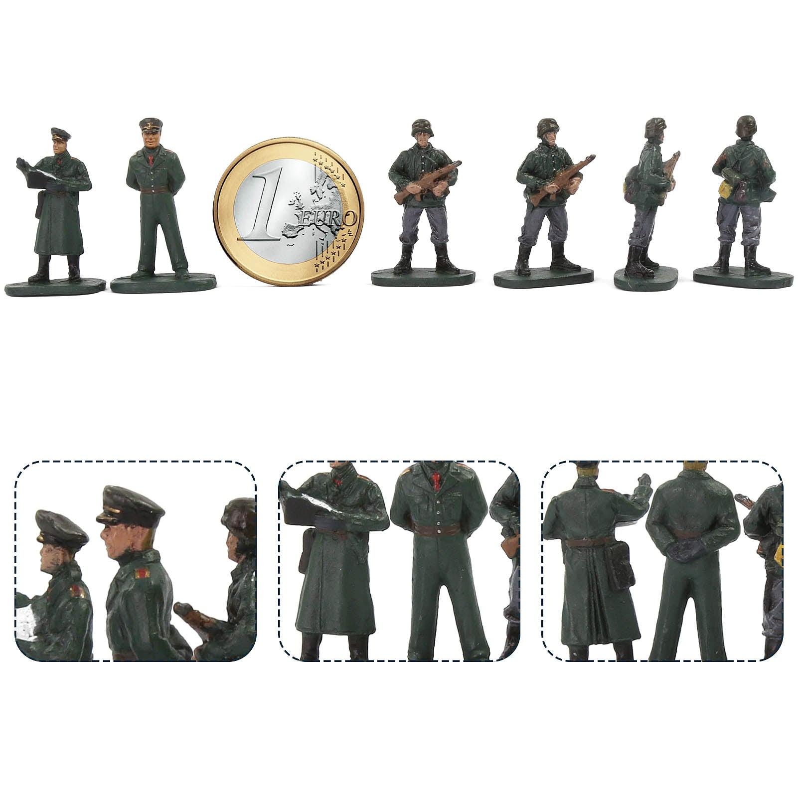 BR87 20pcs HO Scale 1:87 Model 18 Soldiers and 2 Officers Military Figures Army Men Infantry