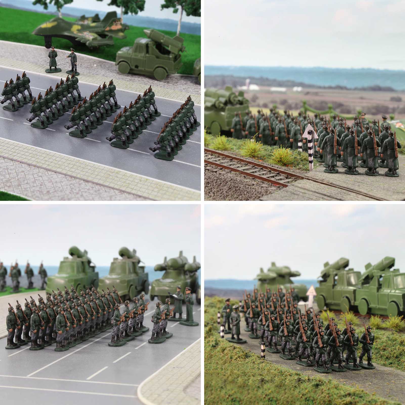 BR87 20pcs HO Scale 1:87 Model 18 Soldiers and 2 Officers Military Figures Army Men Infantry