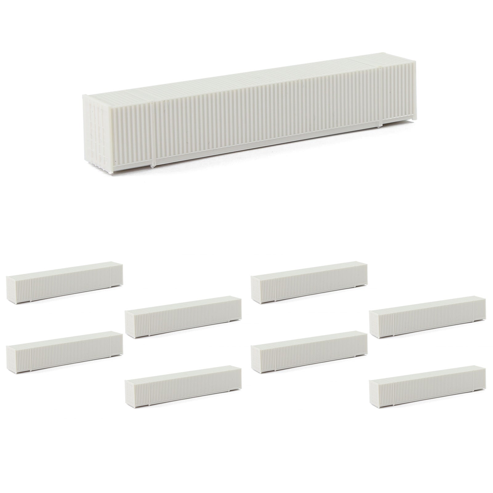 C15009JJ 9pcs N Scale 1:160 Uncolored 53ft Blank Shipping Container 53' Cargo Box
