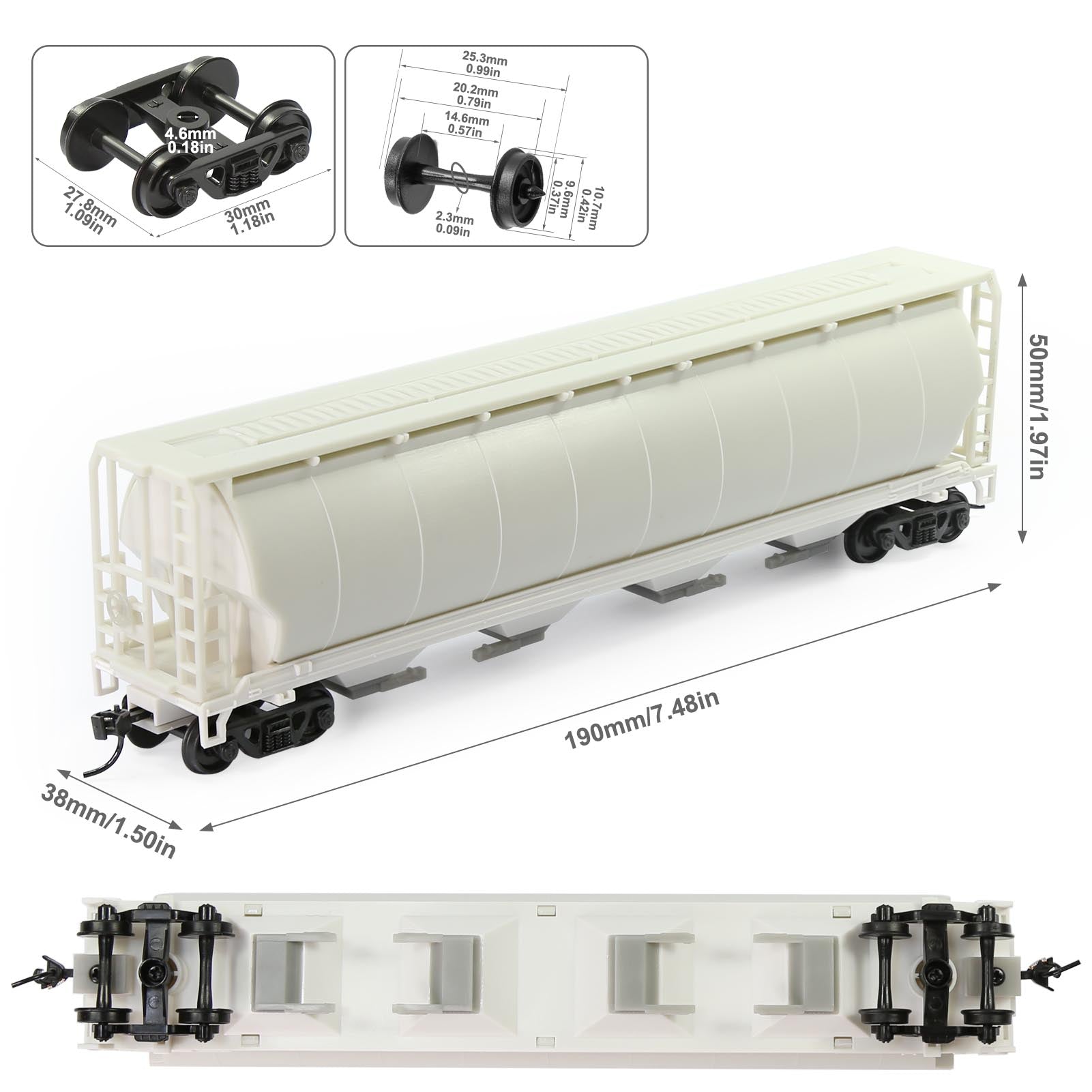 C8744JJ 1pc HO Scale 1:87 Blank Unassembled Grain Hopper Model Railway Wagon