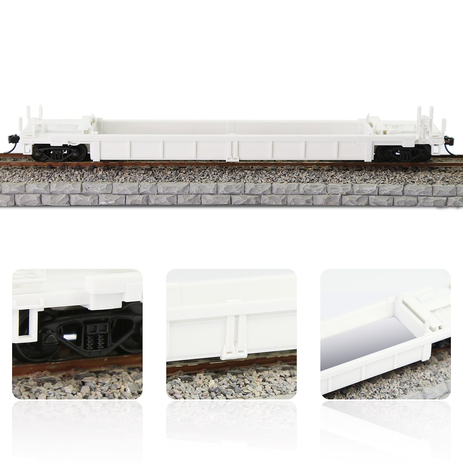 C8749JJ 1pc HO Scale 1:87 Blank Unassembled White 40' Well Car Model Wagon