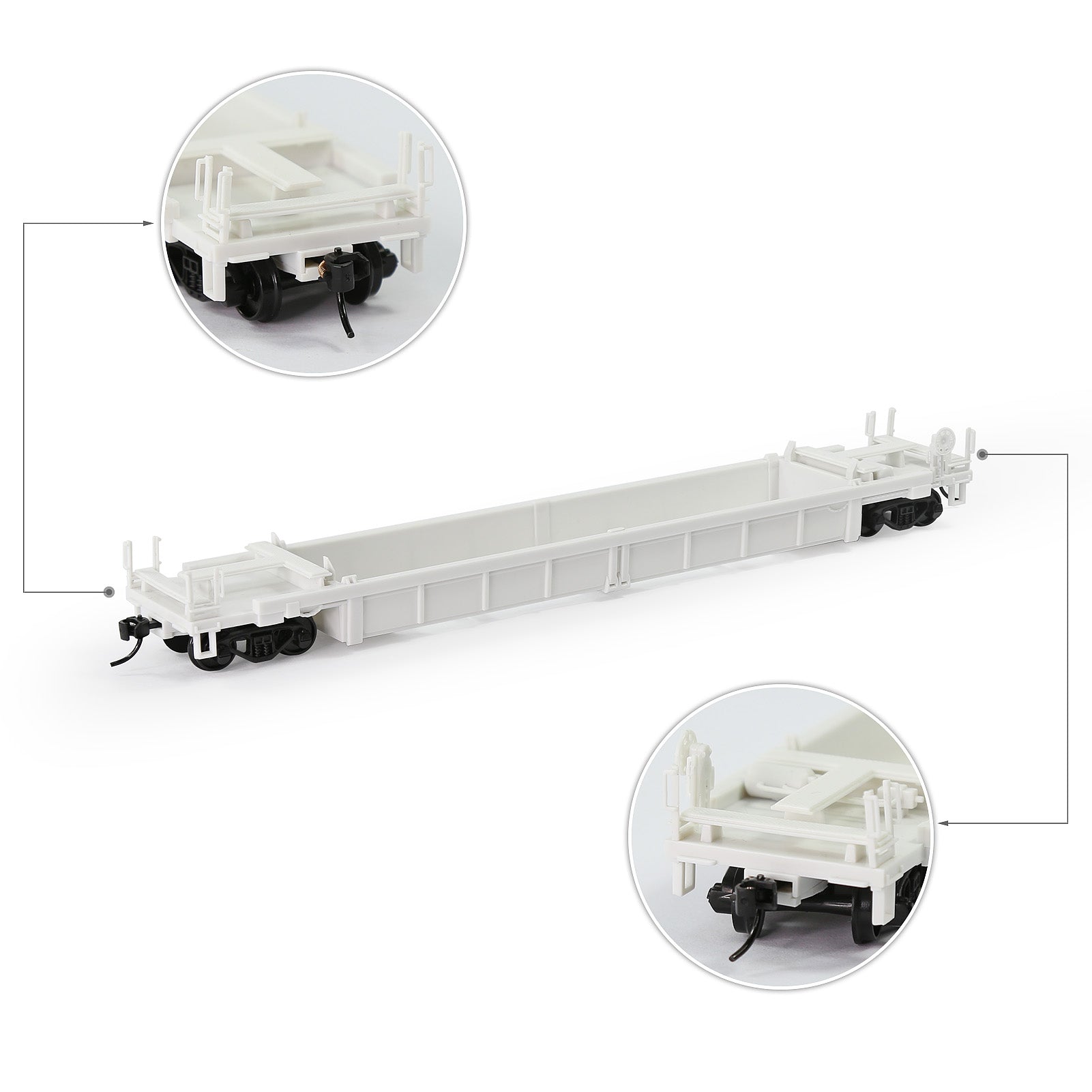 C8749JJ 1pc HO Scale 1:87 Blank Unassembled White 40' Well Car Model Wagon