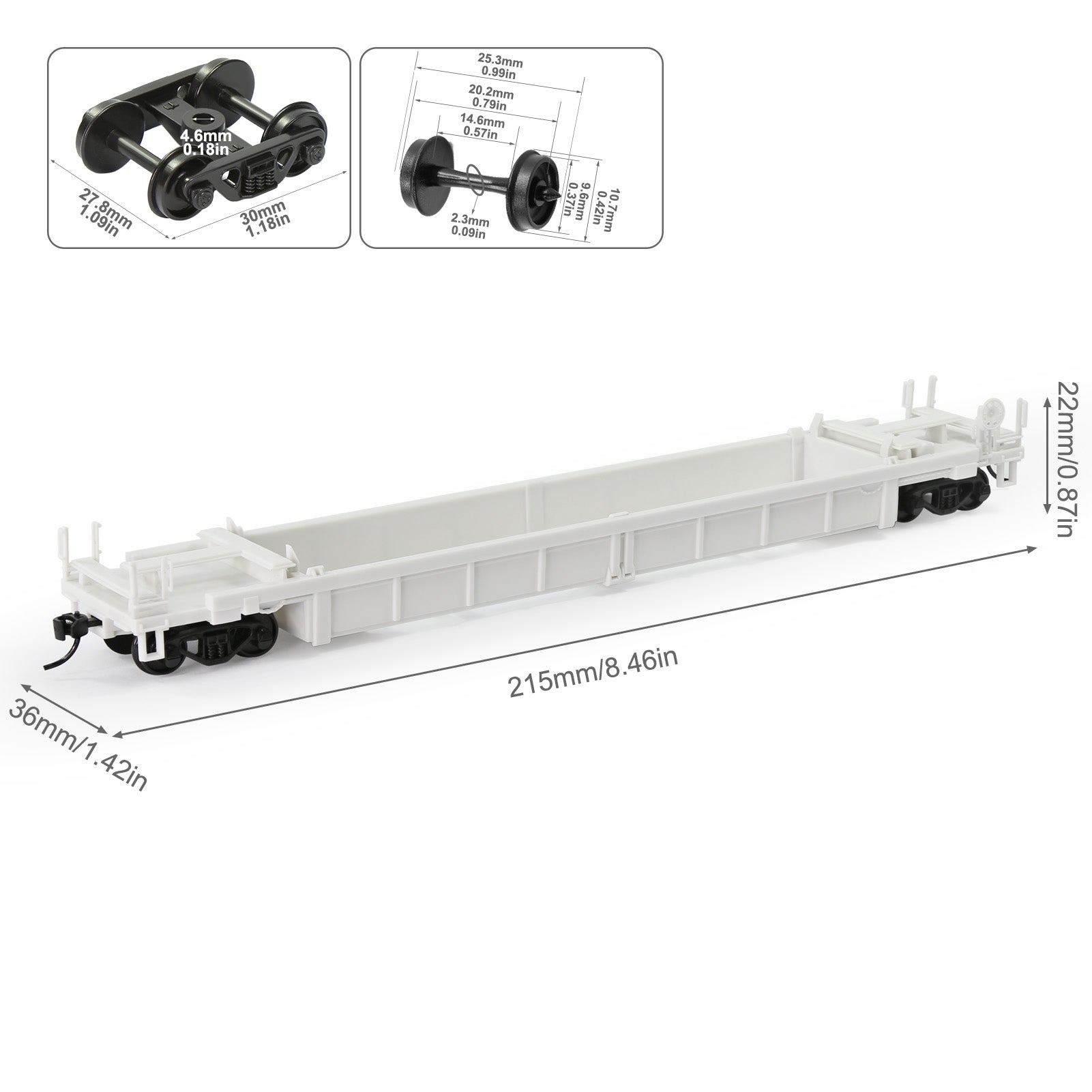 C8749JJ 1pc HO Scale 1:87 Blank Unassembled White 40' Well Car Model Wagon