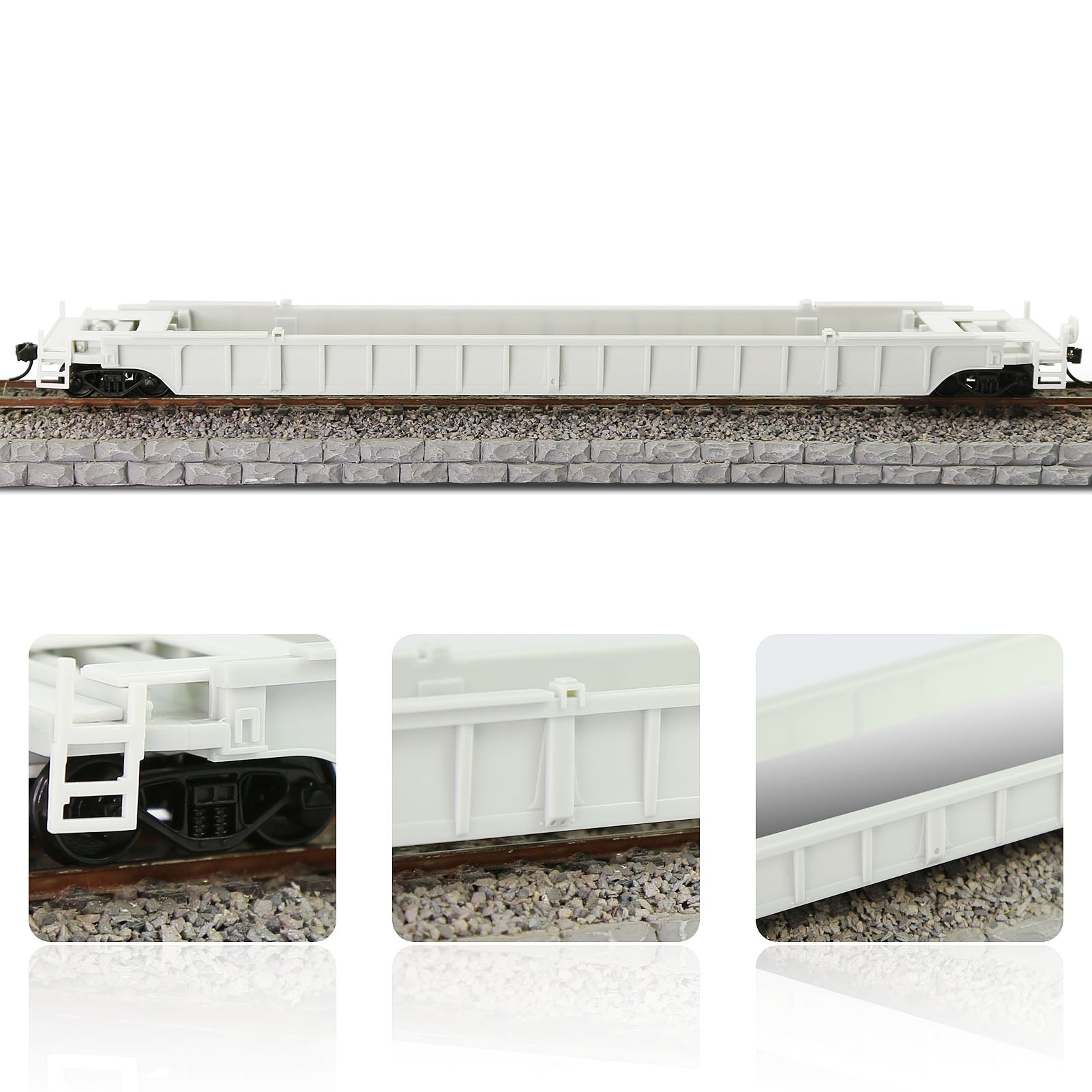 C8759JJ 1pc HO Scale 1:87 Blank Unassembled White 53' Well Car Model Wagon