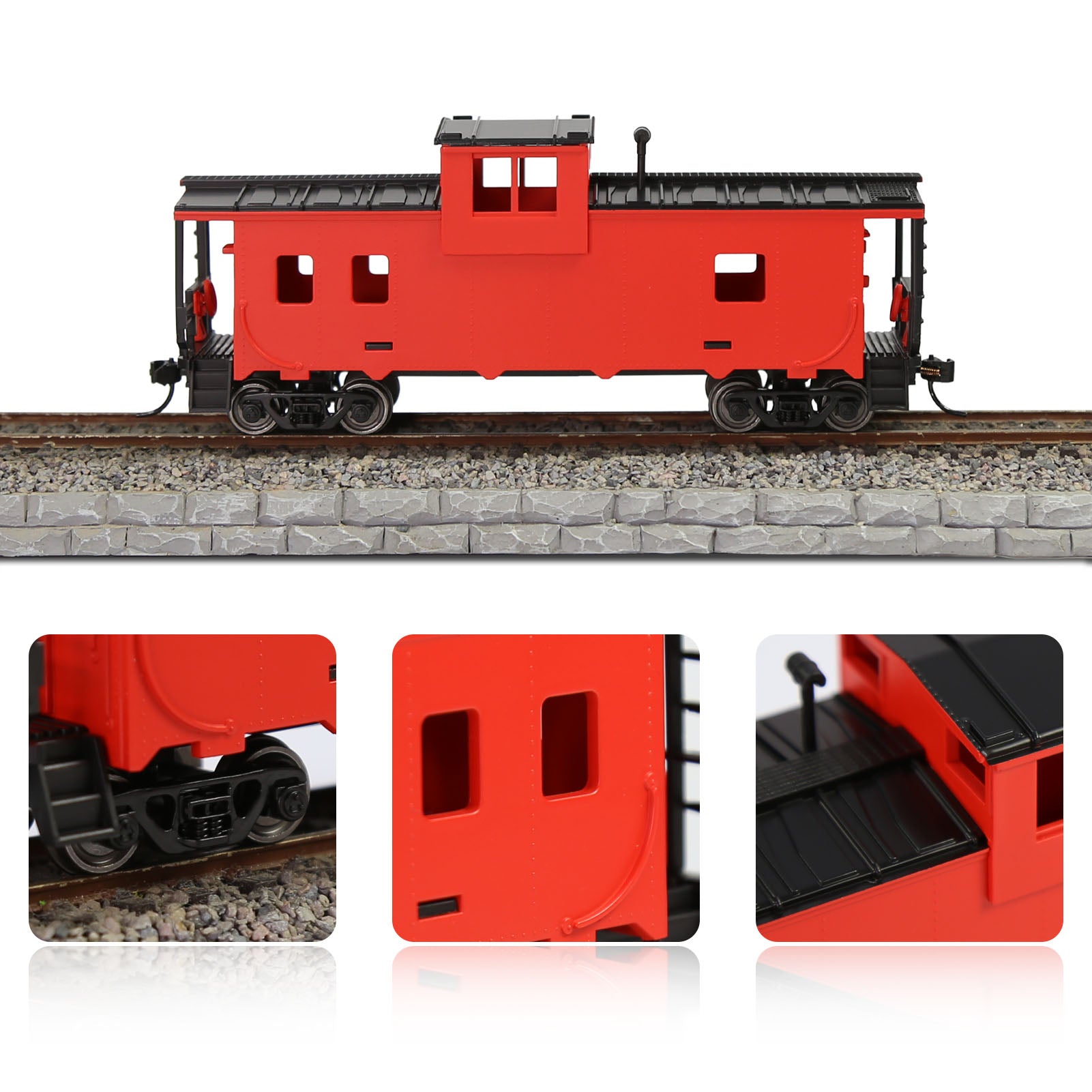 C8763 1pc HO Scale 1:87 Well Painted Unlettered HO Scale 36' Wide Vision Caboose Wagons