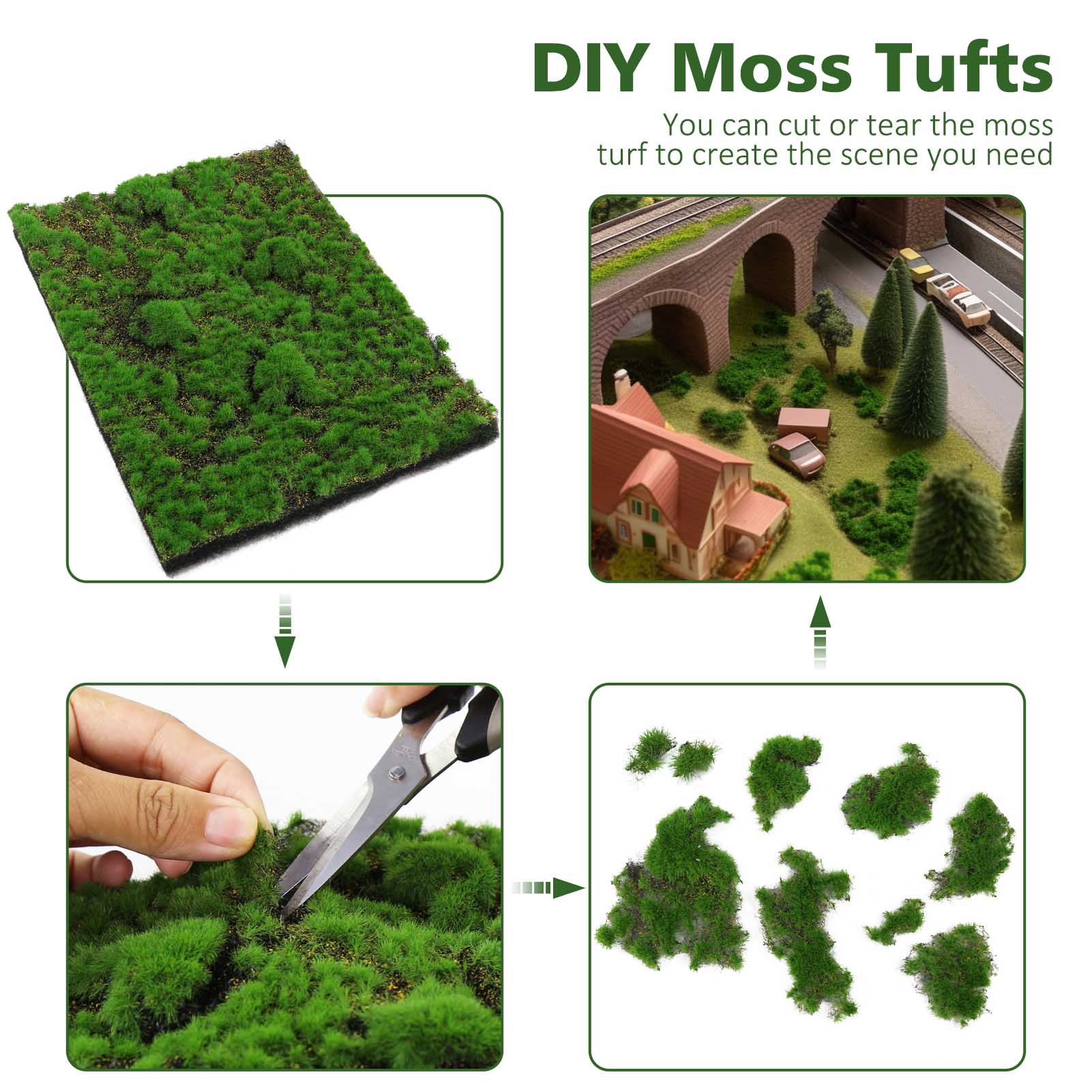 CPBGL 1pc 20cm*28cm Artificial DIY Moss Tufts Grass Mat Lawn