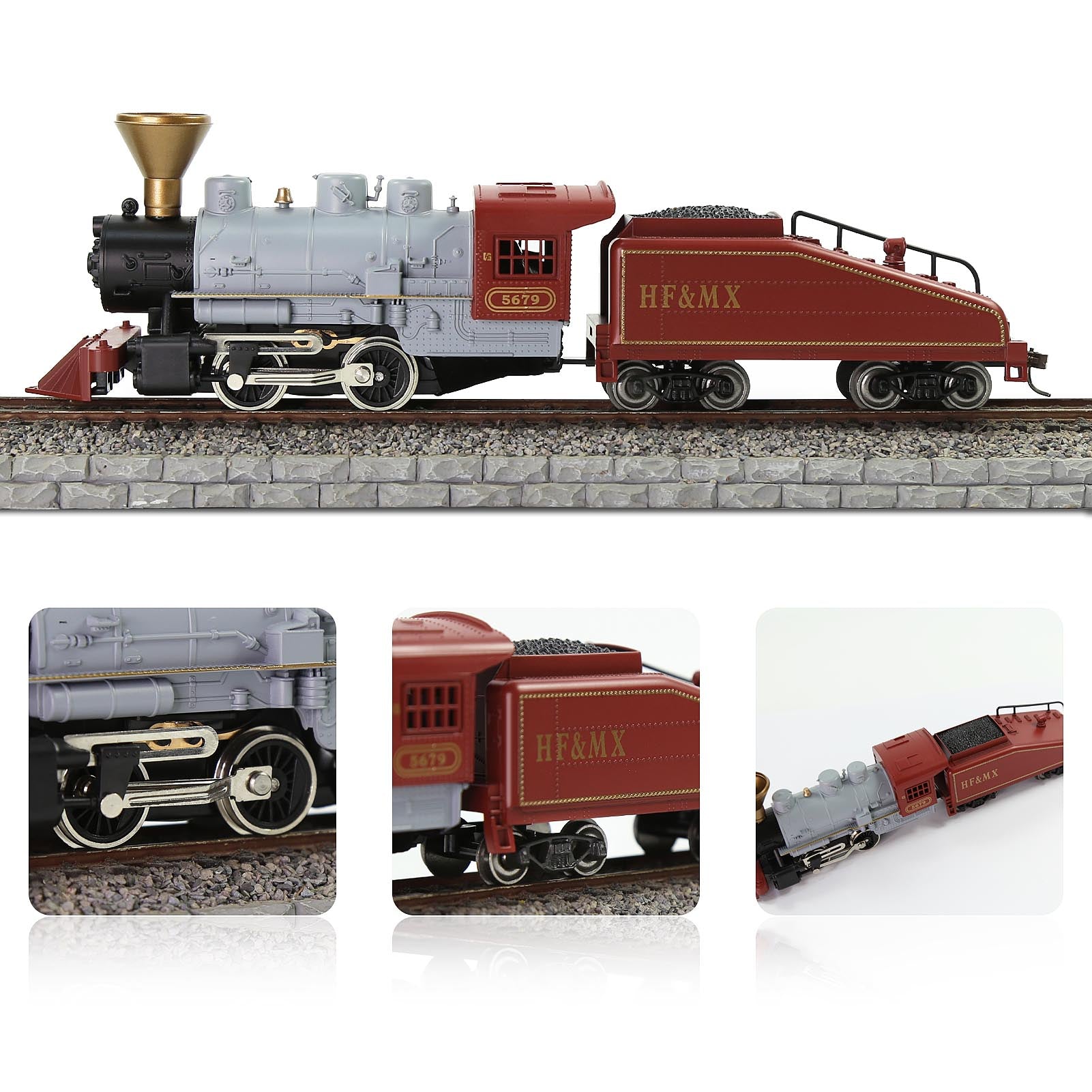 HCT8703 1 Unit Train HO Scale 1:87 Model Railroad Steam Locomotives Red and Grey