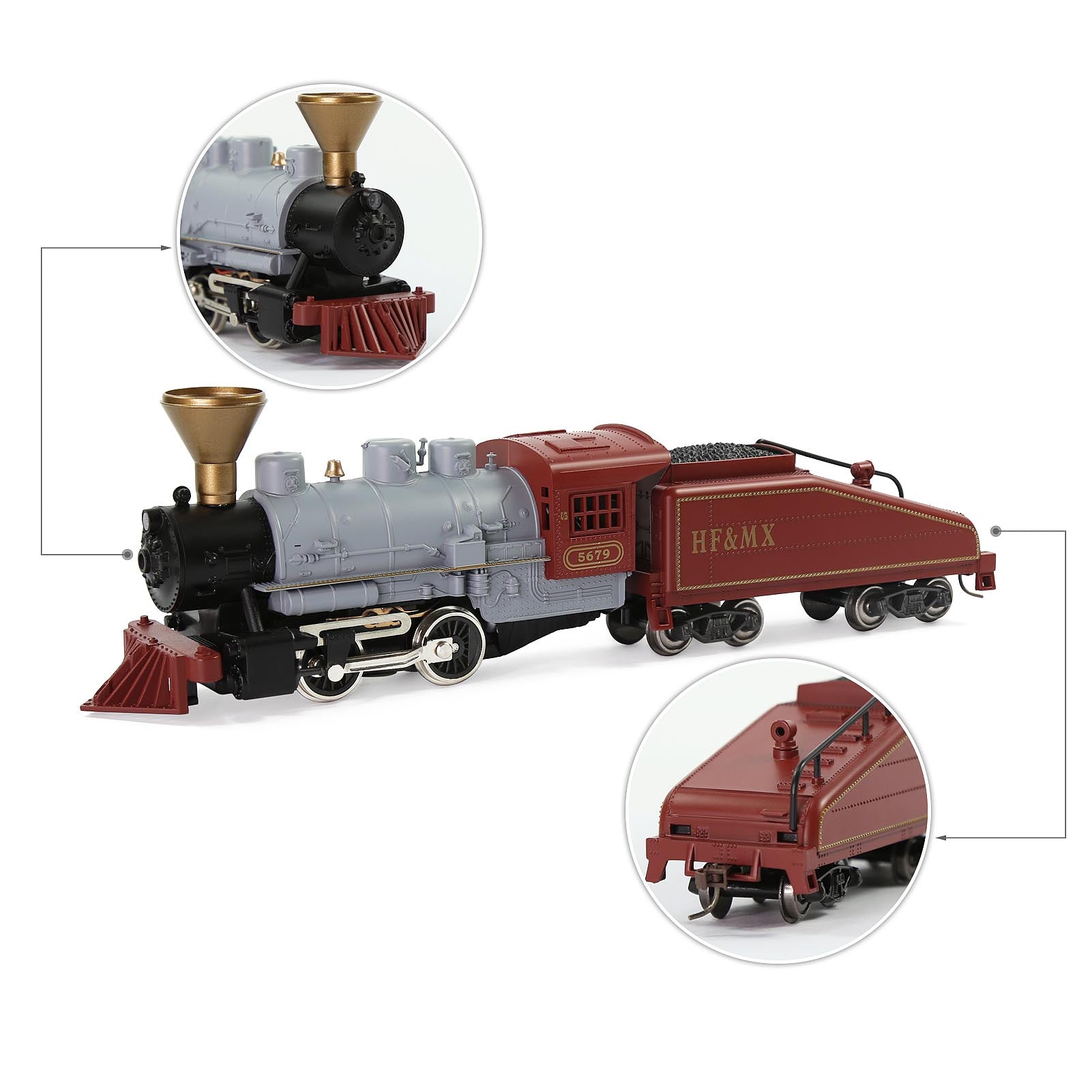 HCT8703 1 Unit Train HO Scale 1:87 Model Railroad Steam Locomotives Red and Grey