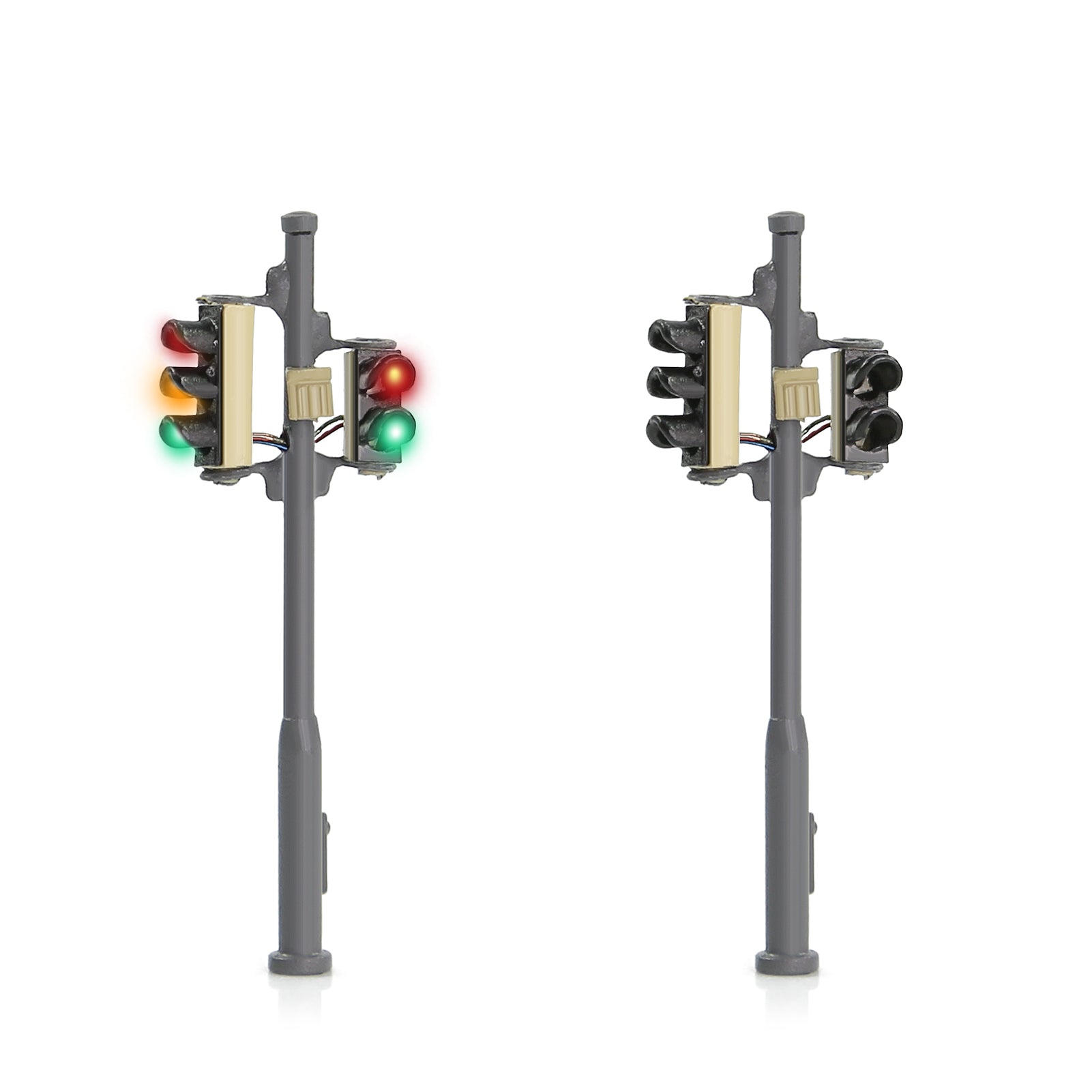 JTD15010 2pcs N Scale Traffic Lights Red Yellow Green Block Signals