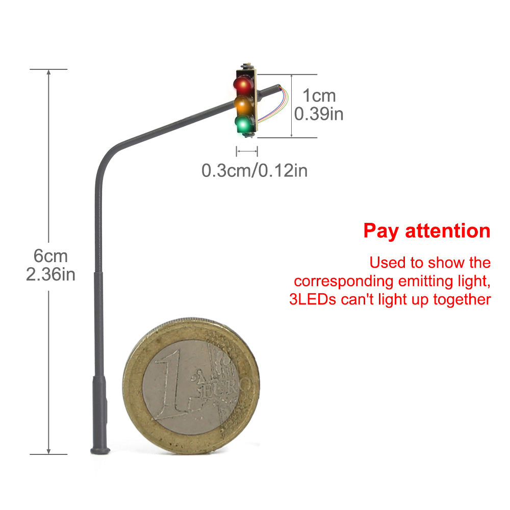 JTD15011 2pcs N Scale 1:160 Signal Motorway Crossing Right Light 3-LED