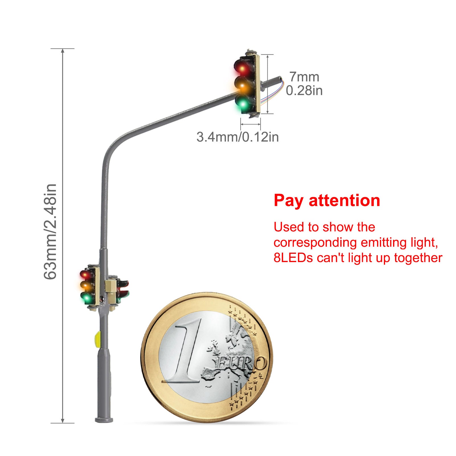 JTD15012 2pcs N Scale 1:160 Signal Motorway Crossing Right and Left Light 8-LED