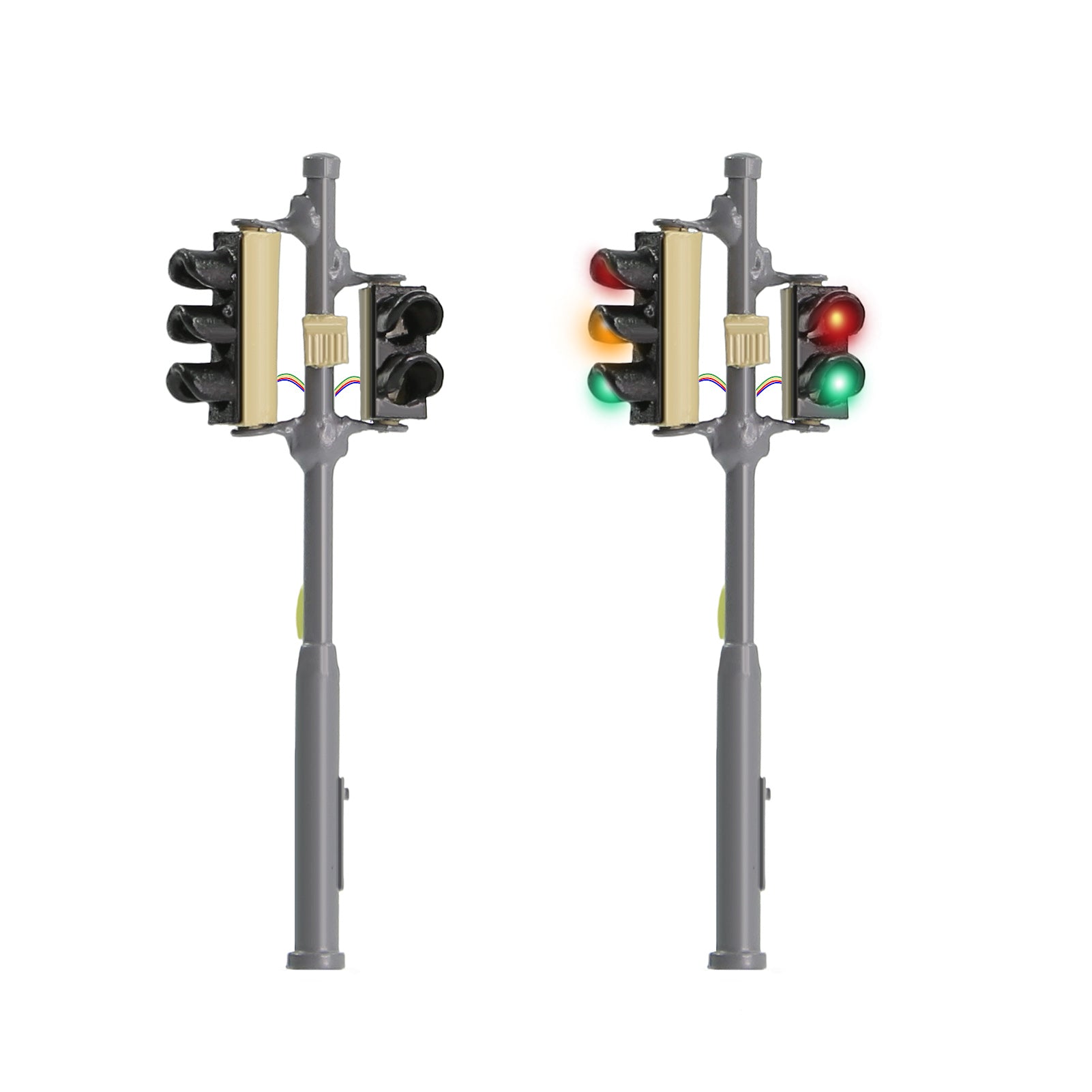 JTD8710 2pcs HO Scale 1:87 Traffic Lights Red Yellow Green Block Crossing Signals