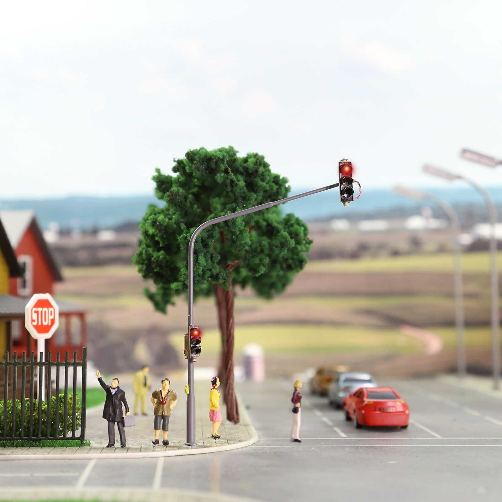 JTD8712 2pcs HO Scale 1:87 Traffic Signals Motorway Crossing 8-LEDs