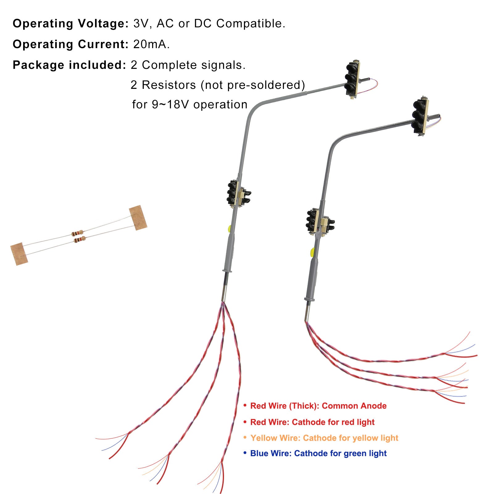 JTD8712 2pcs HO Scale 1:87 Traffic Signals Motorway Crossing 8-LEDs