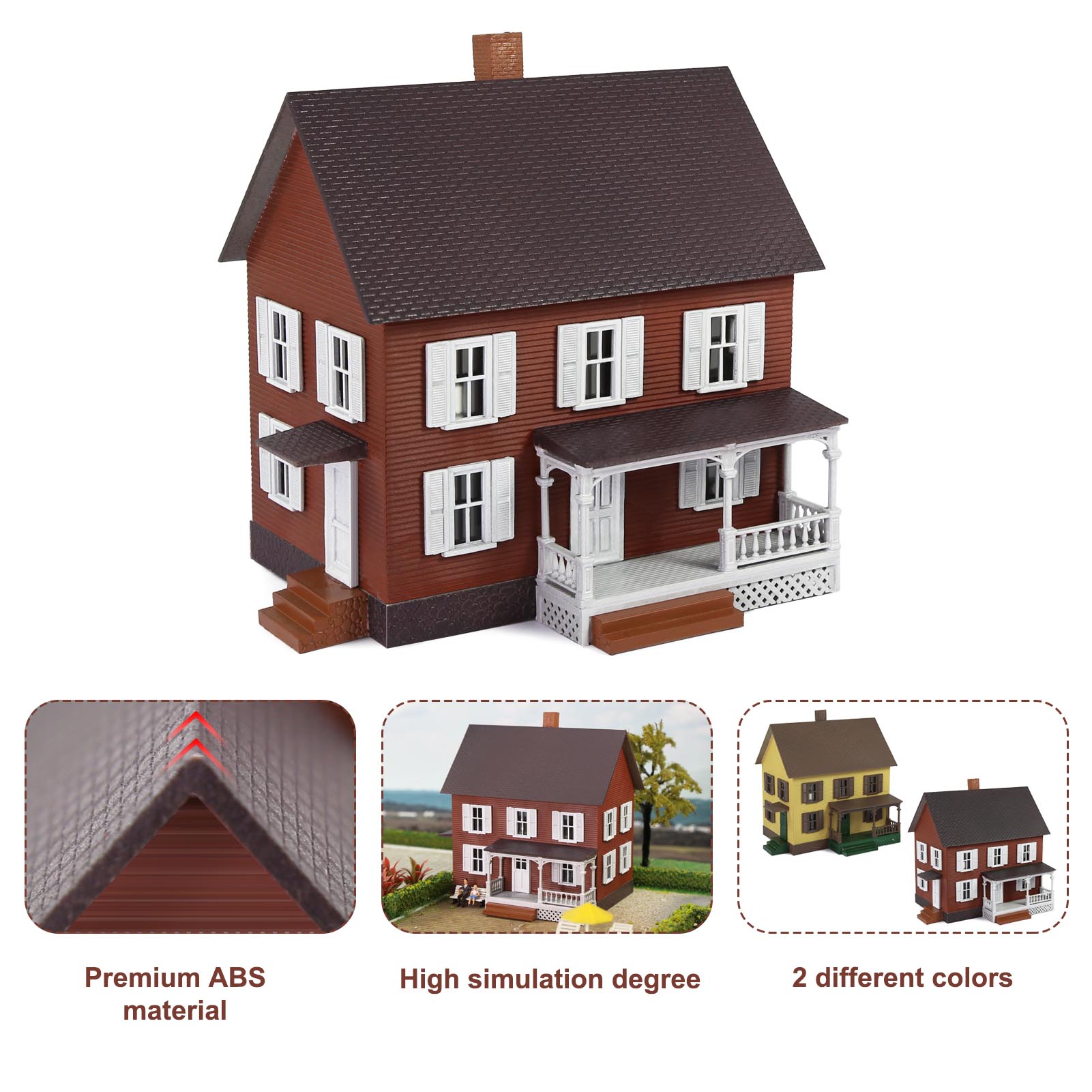 JZ8709 1 Piece HO Scale 1:87 Model Village House with Porch Assembled