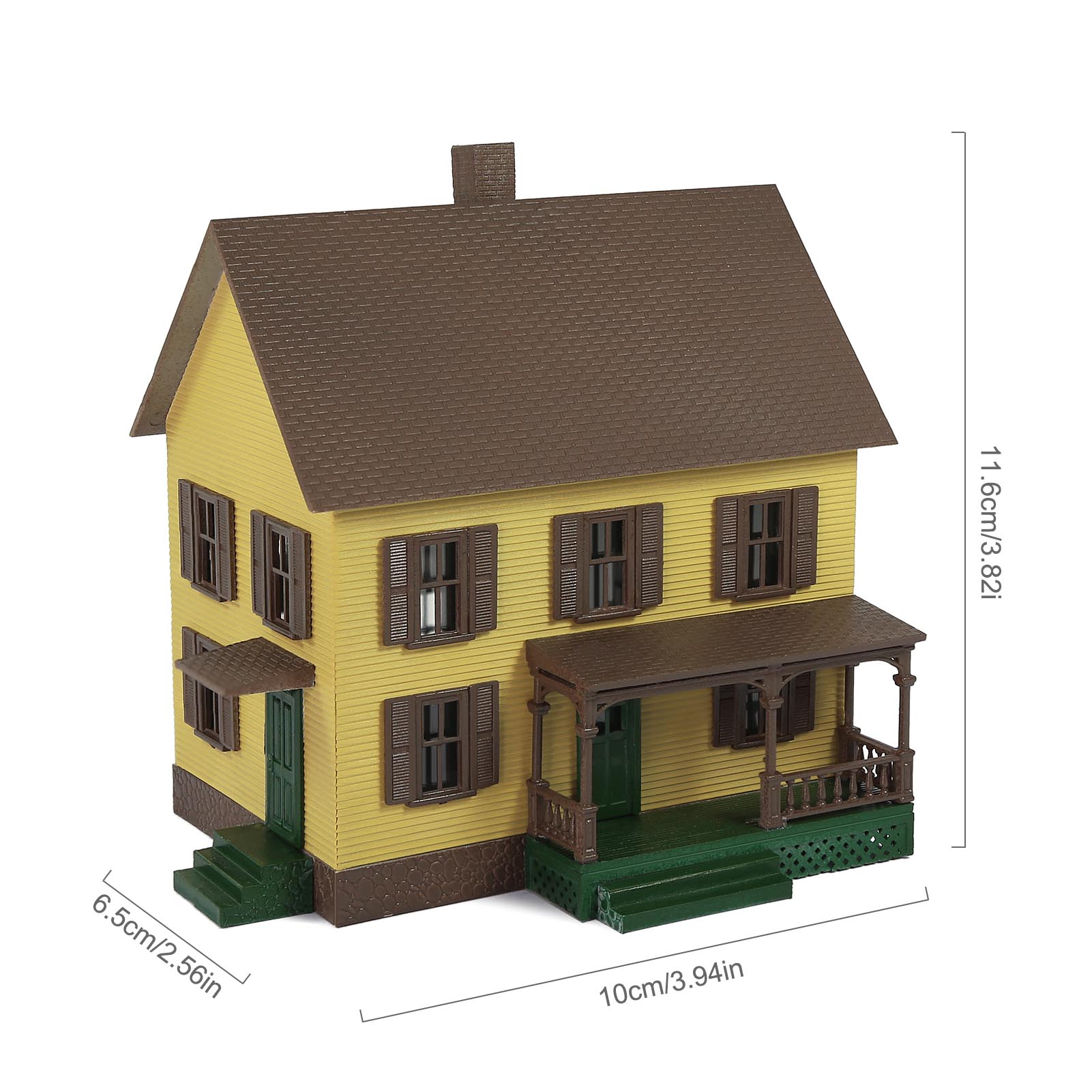 JZ8709 1 Piece HO Scale 1:87 Model Village House with Porch Assembled