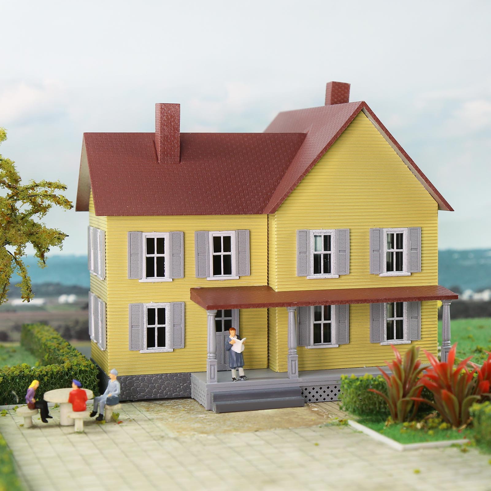 JZ8711Y 1 Unit HO Scale 1:87 Model Village House Building Built for Railway Layout