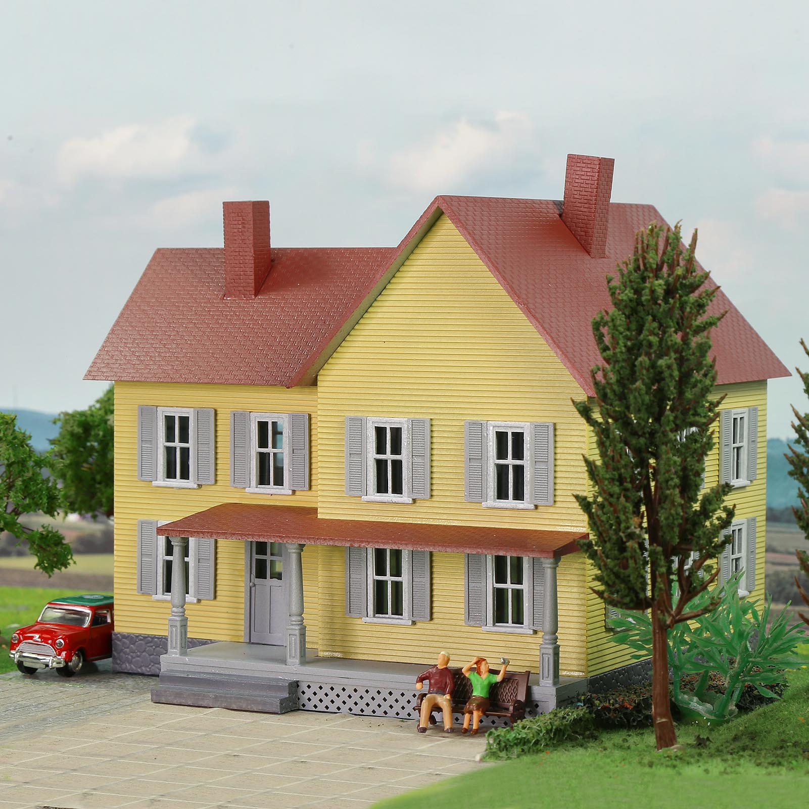 JZ8711Y 1 Unit HO Scale 1:87 Model Village House Building Built for Railway Layout