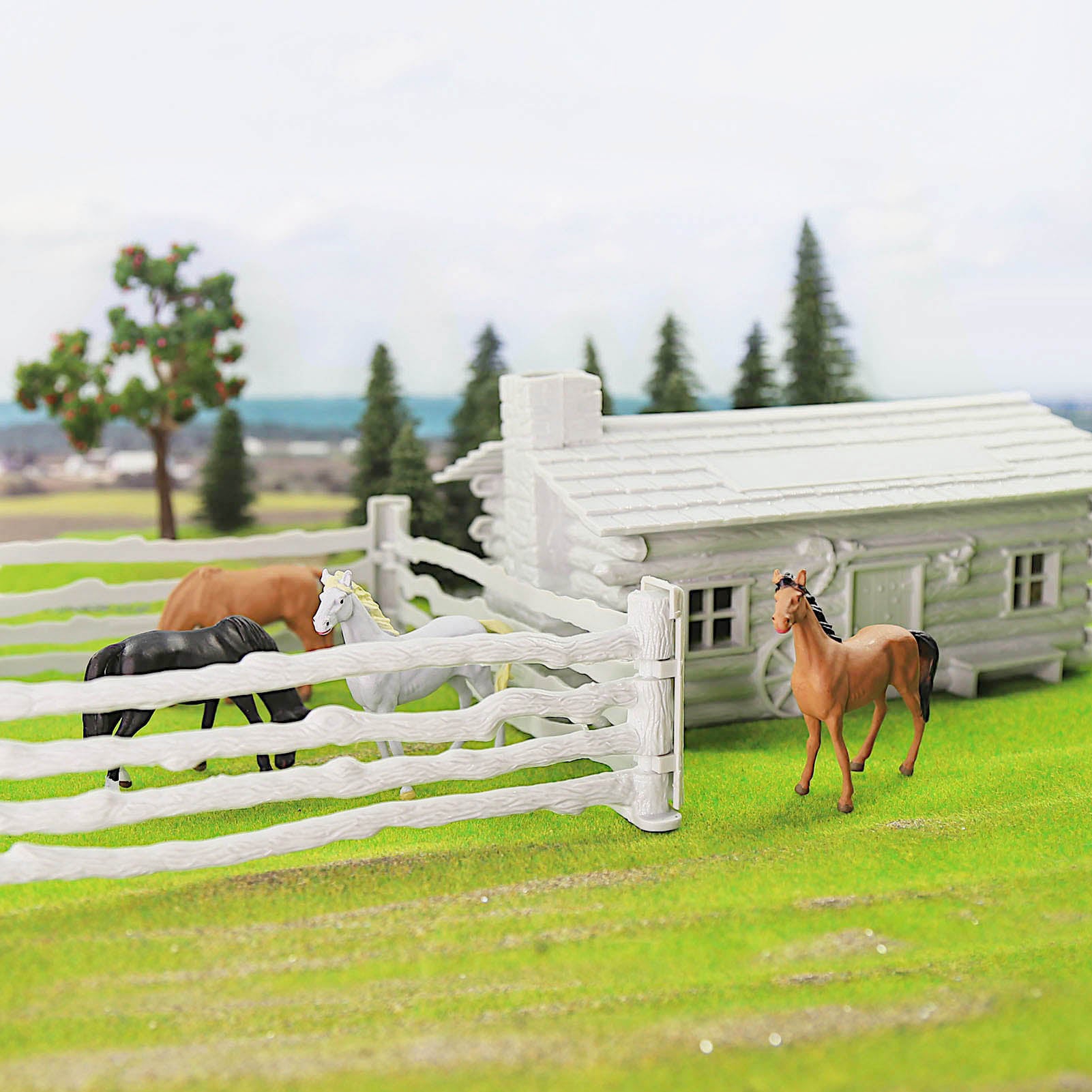 JZO02 O Scale 1: 50 Unpainted Model Barn Stable Fence Kit for Model Trains Layout