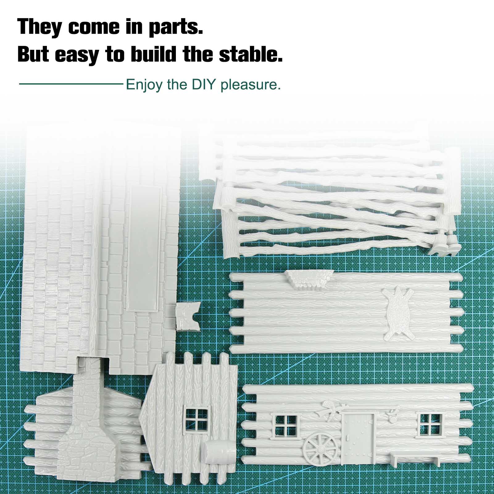 JZO02 O Scale 1: 50 Unpainted Model Barn Stable Fence Kit for Model Trains Layout