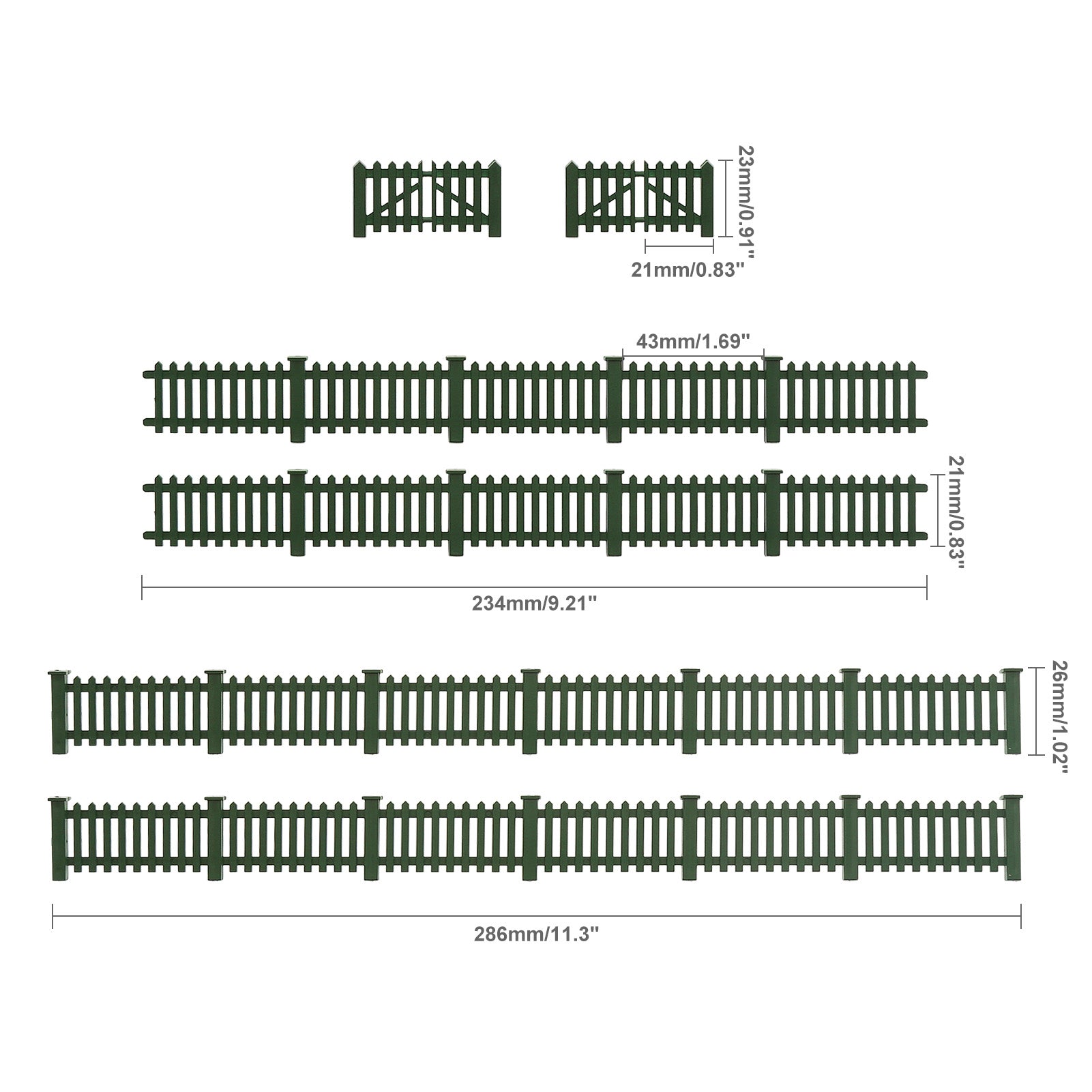 LGOBI13 1 Kit O Scale 1:50 Model Fence with Gates Plastic Fencing with Door