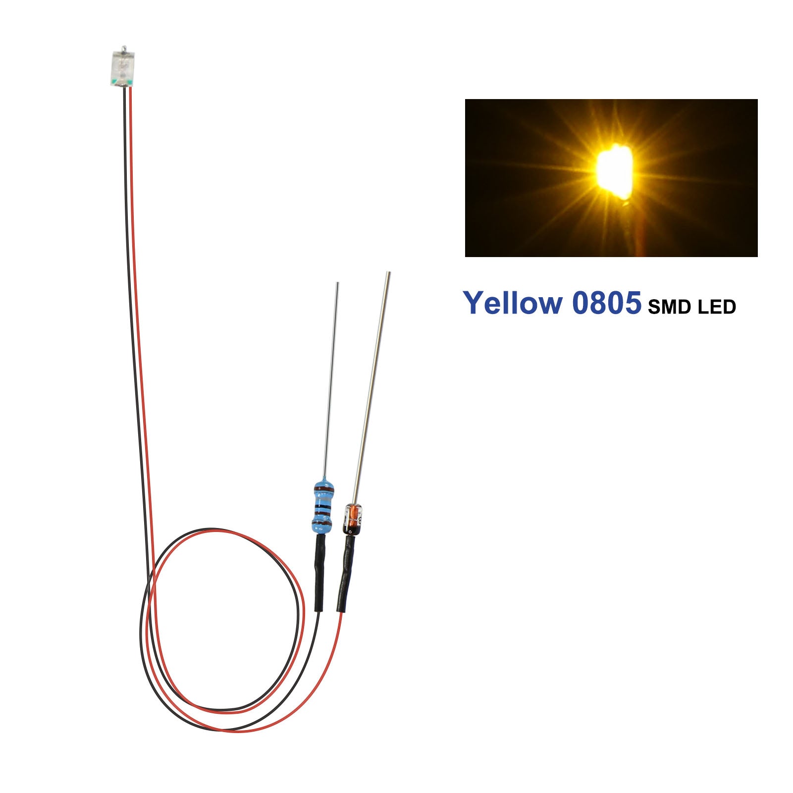 LR0805 20pcs Pre-wired 50cm Wire 0805 SMD LED Lights with Resistor Rectifier