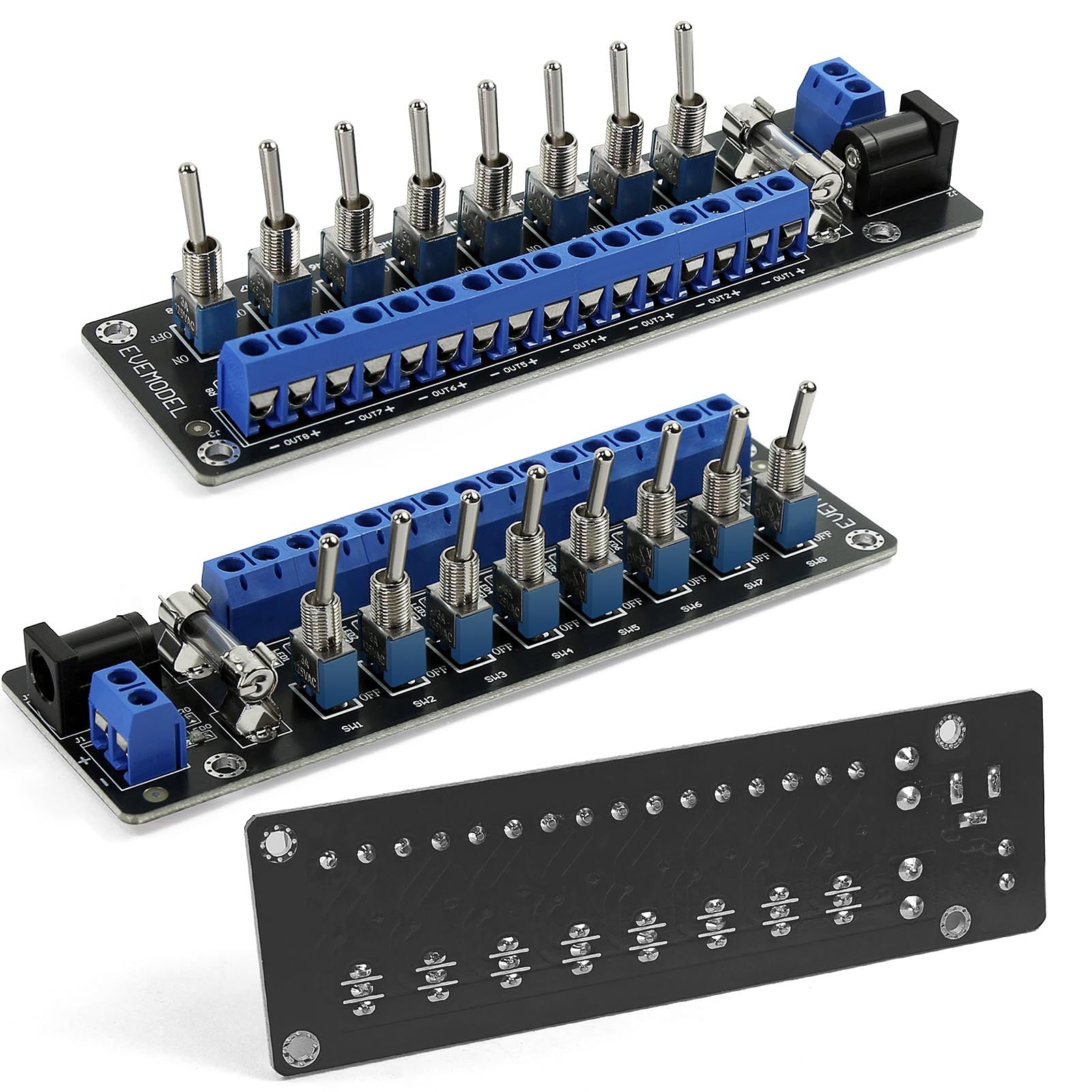 PCB019 1 Unit 3V-24V DC Individual Toggle Switch Power Distribution Module 8 Channel