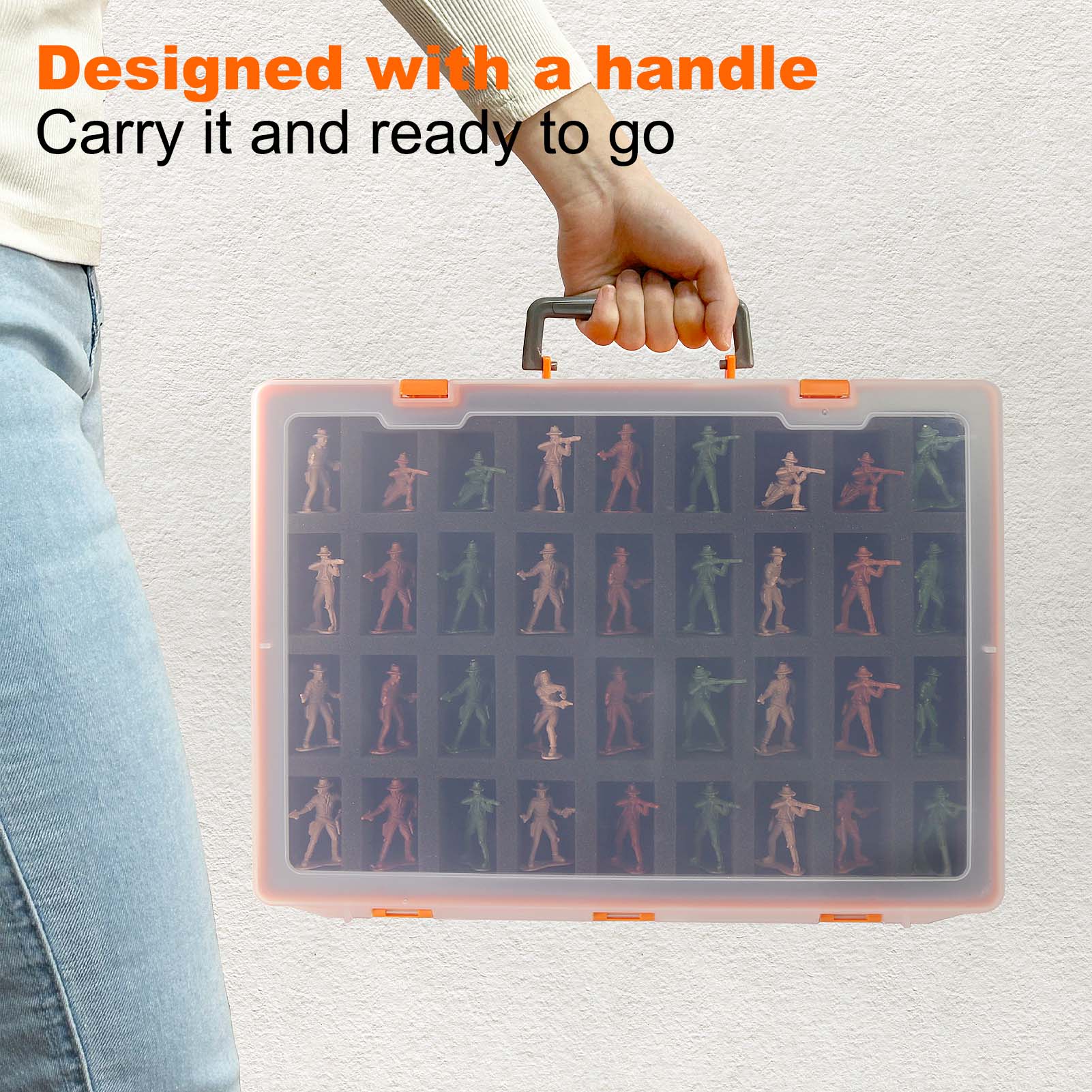 SN03R Dual-layer Miniature Figurine Suitcase Storage Organizer Carrying Case