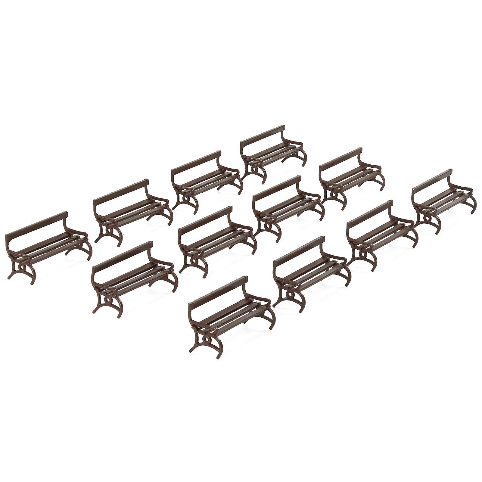 ZY37087 12pcs HO Scale 1:87 Garden Park Benches Street Platform Station Chairs