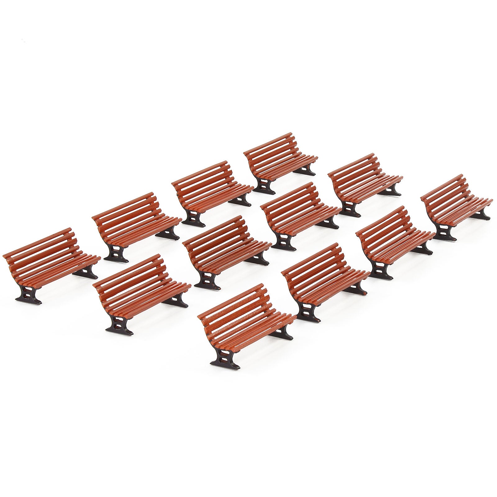 ZY38087 12pcs HO Scale 1:87 Model  Park Garden Benches Street Station Seat Chairs