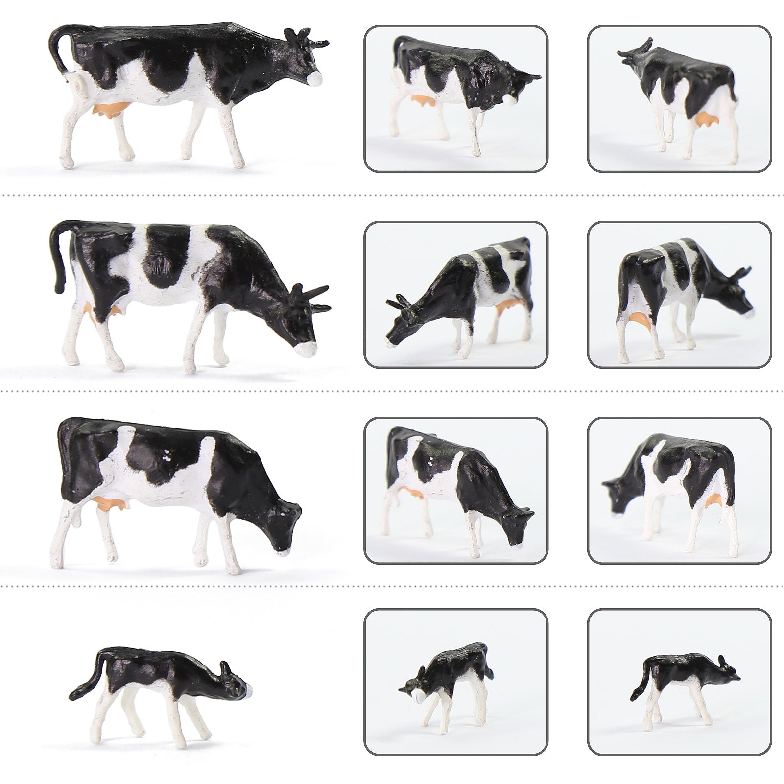 AN8720 36pcs HO Scale 1:87 Painted Herder Farm Animals Black White Cows