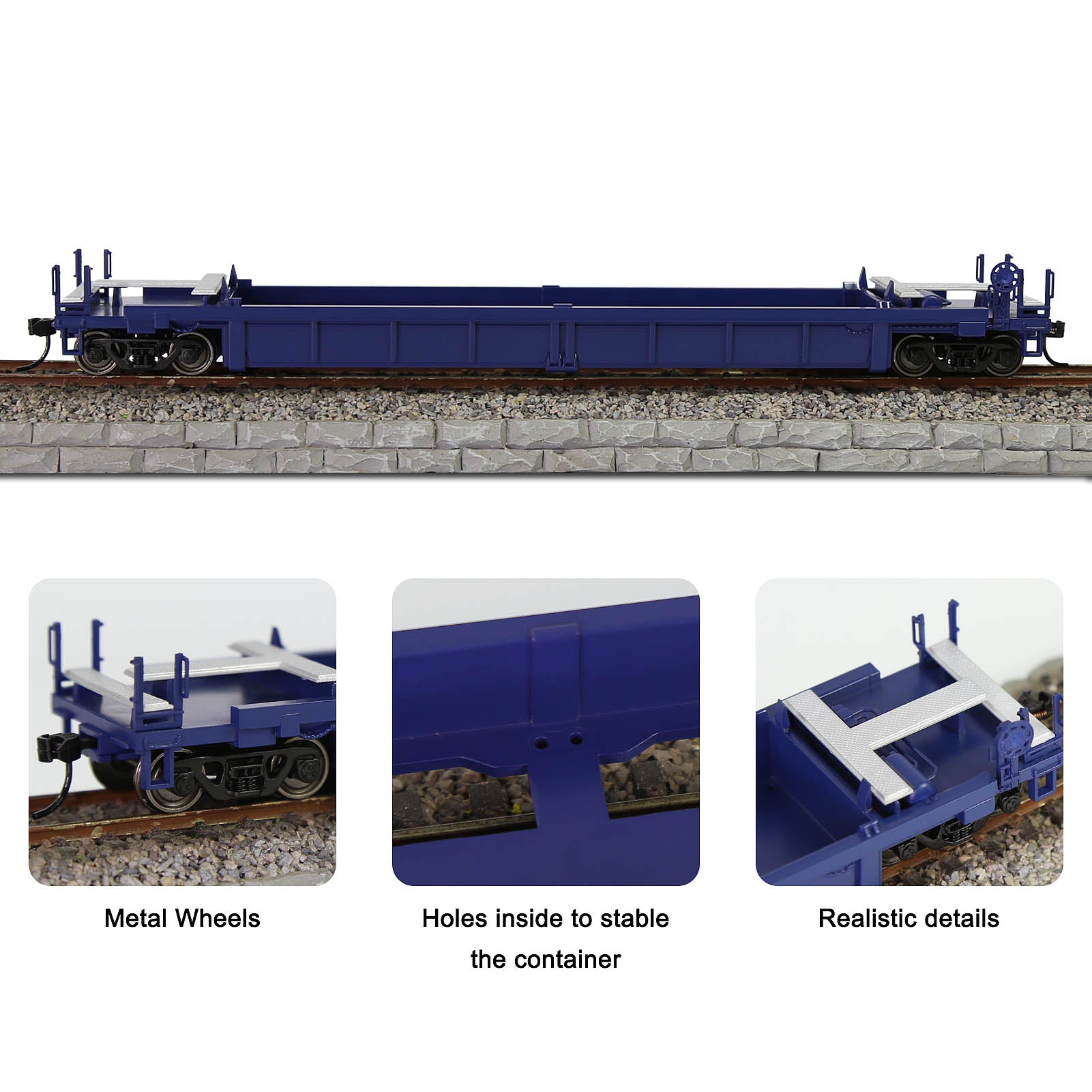 C8749M One Set HO Scale 1:87 40ft Well Car with 40ft or 20ft Container