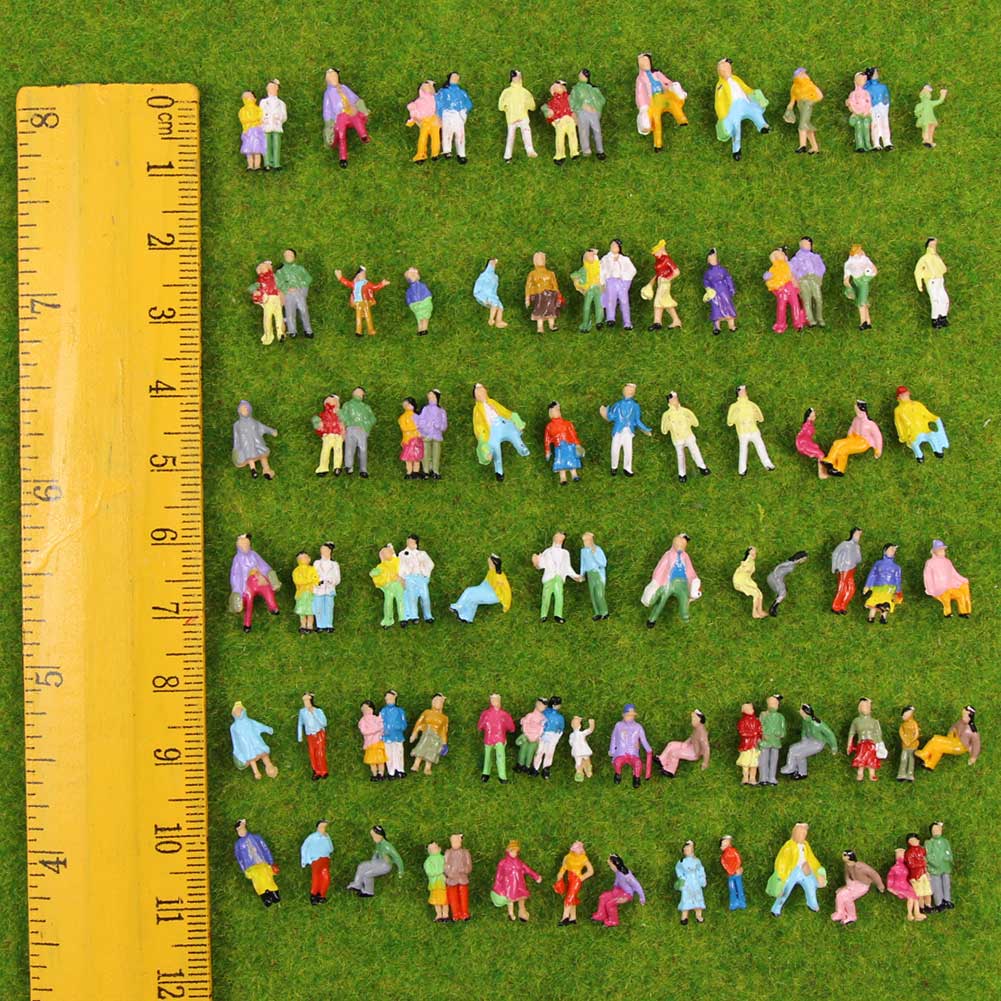 P200W 100pcs 1:200 Z Scale Painted Standing Seated Figure