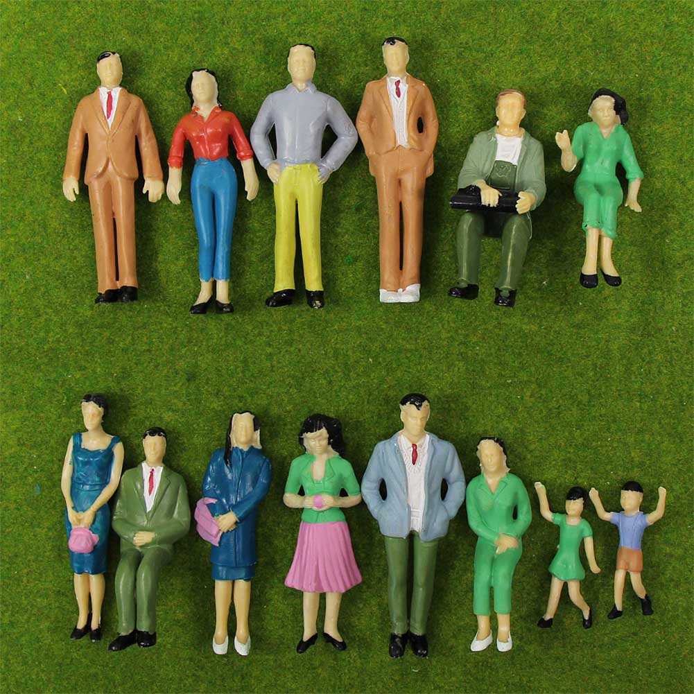 P2501 14pcs G Scale 1:25 Painted Figures Standing Sitting People