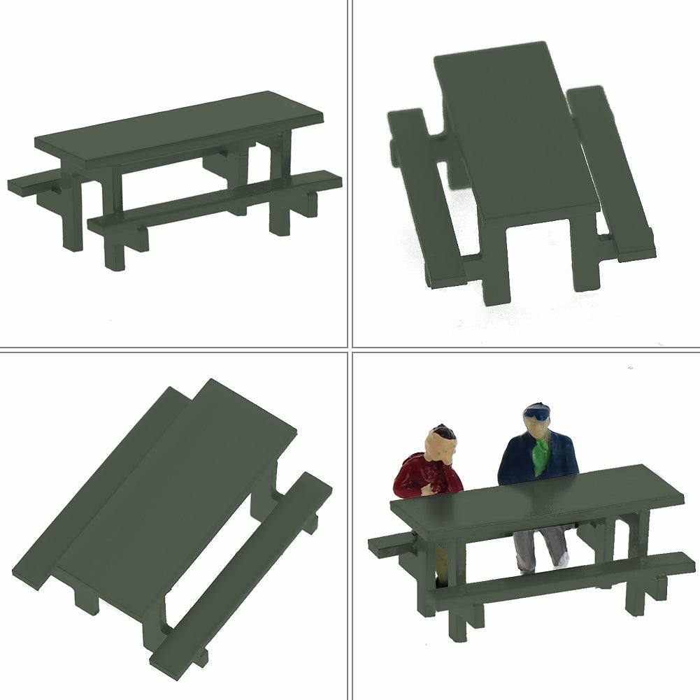 ZY43087 10pcs HO Scale 1:87 Model Table Chair Outdoor Bench